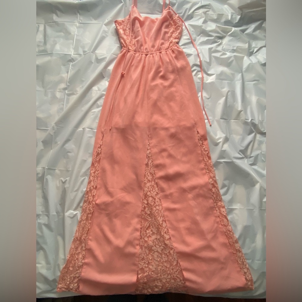 Candies Sleeveless Halter Maxi Long Dress Pink M Lace Inset Adjustable Staps